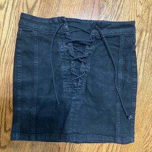 Black BDG cross tie miniskirt, size XS